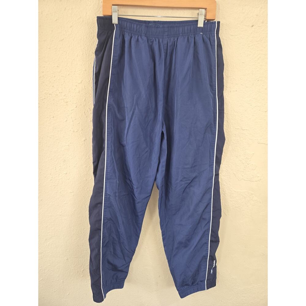 Vintage Reebok Track Pants, Women Blue Active Ankle Zip Logo Baggy 90s Y2K, L